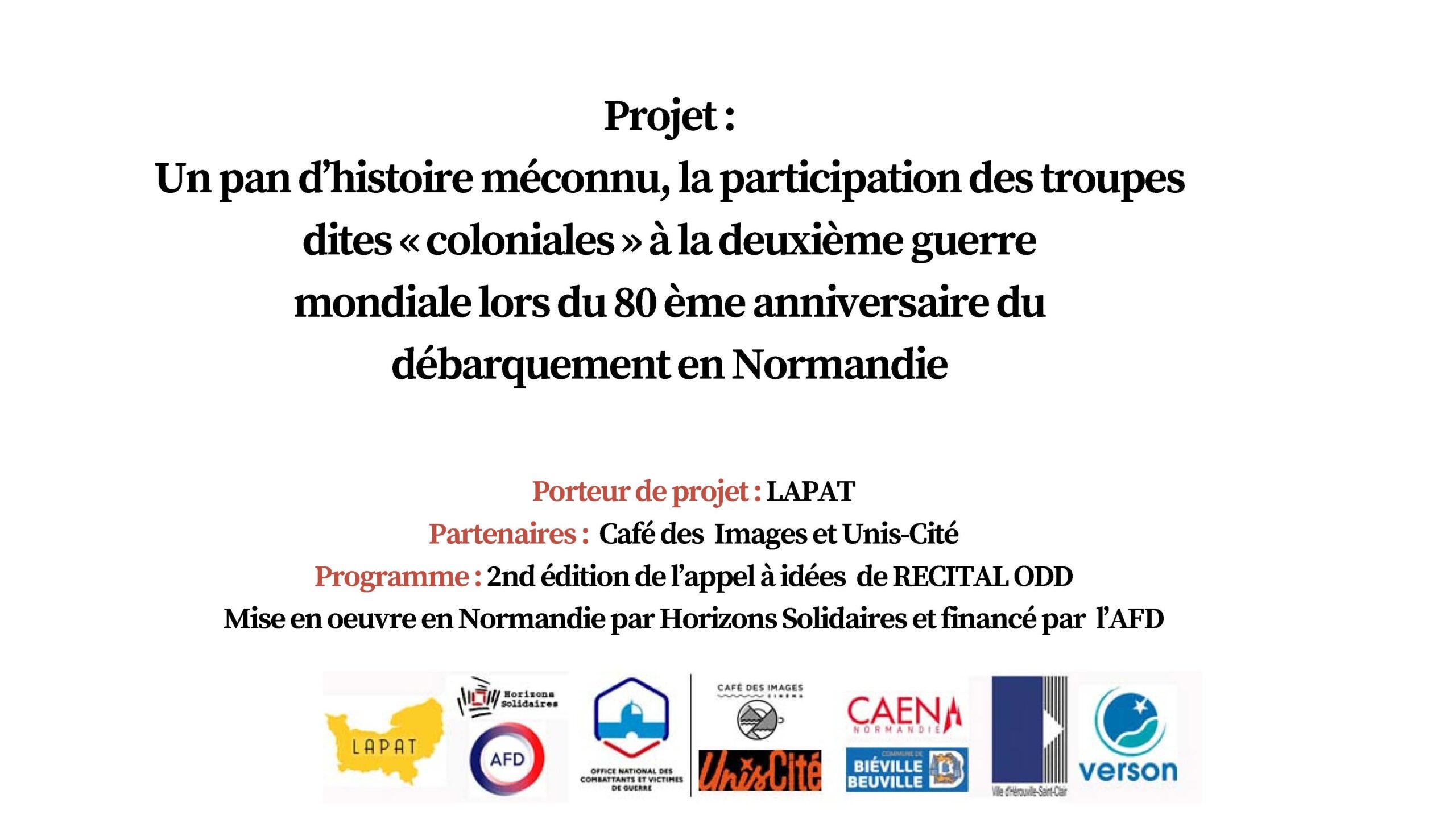 Lire la suite à propos de l’article Projet (février – septembre 2024) : « Un pan d’histoire méconnu, la participation des troupes dites « coloniales » à la deuxième guerre »